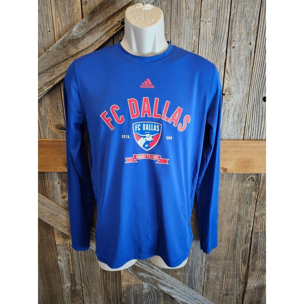 Adidas Dallas futbol club fc blue long sleeve performance *stain* YXL